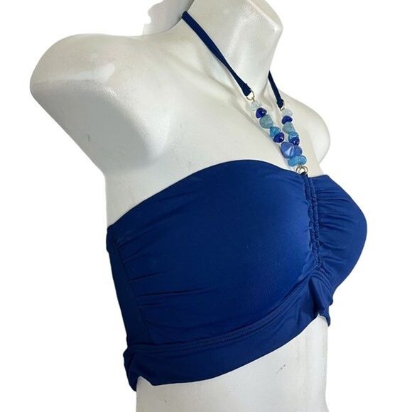 Lauren Ralph Lauren Halter Beaded Blue Bikini Top Swimsuit Swim Beach NWT sz 12 - Picture 8 of 15